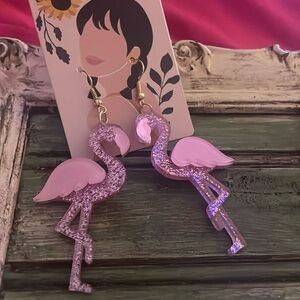 Glitter Flamingo Earrings